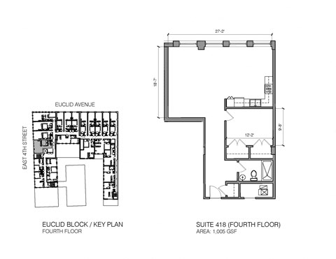 Floor plan for 1 bed, 1 bath, 922 sqft
